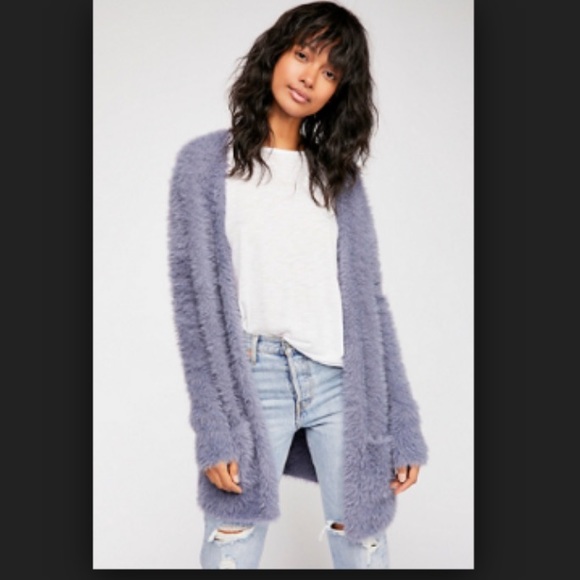 Free People Sweaters - NEW Free People Faux Fur Cardi Size XS Rain